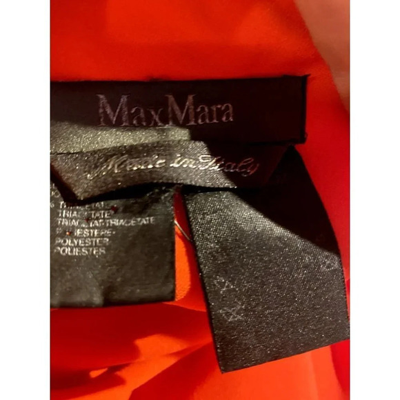 MaxMara Asymmetrical Detail Sleeveless Red  Orange Midi Dress M - Picture 3 of 4